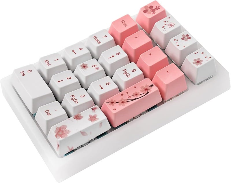 Boyi TD21 Hot Swap Numpad,21 Keys Mini Numpad Portable Keypad Bluetooth5.0/2.4G/Wired Number Pad Keyboard PBT Keycaps RGB Backlit Type-C Mini Keyboard (Cherry Blossom) - Image 3